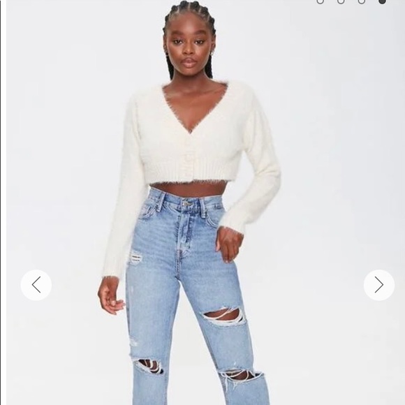 Cropped Fuzzy Cardigan - Picture 2 of 5